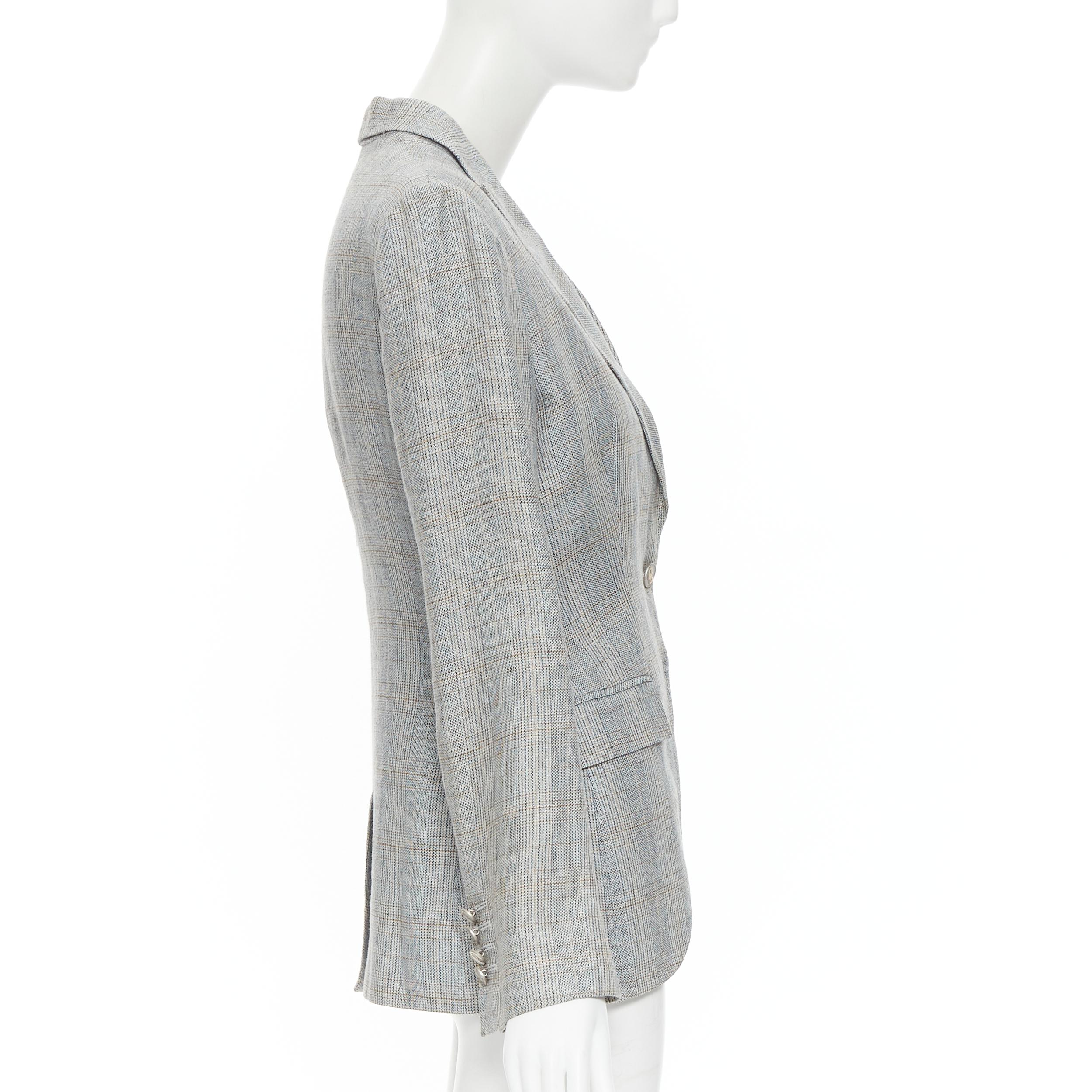 DOLCE GABBANA blue check wool tweed one button cutaway blazer pant suit IT42 M In Fair Condition For Sale In Hong Kong, NT