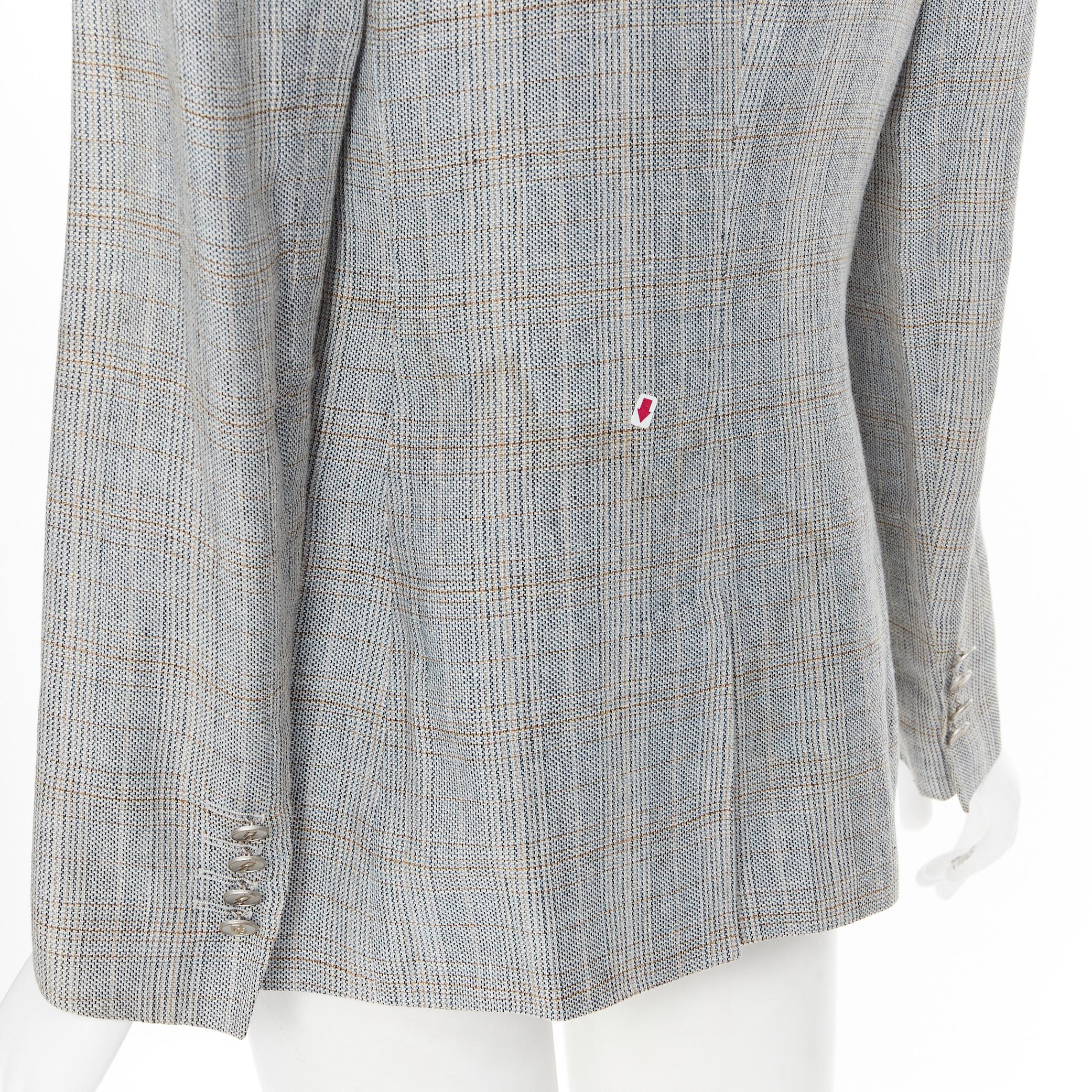 DOLCE GABBANA blue check wool tweed one button cutaway blazer pant suit IT42 M For Sale 3