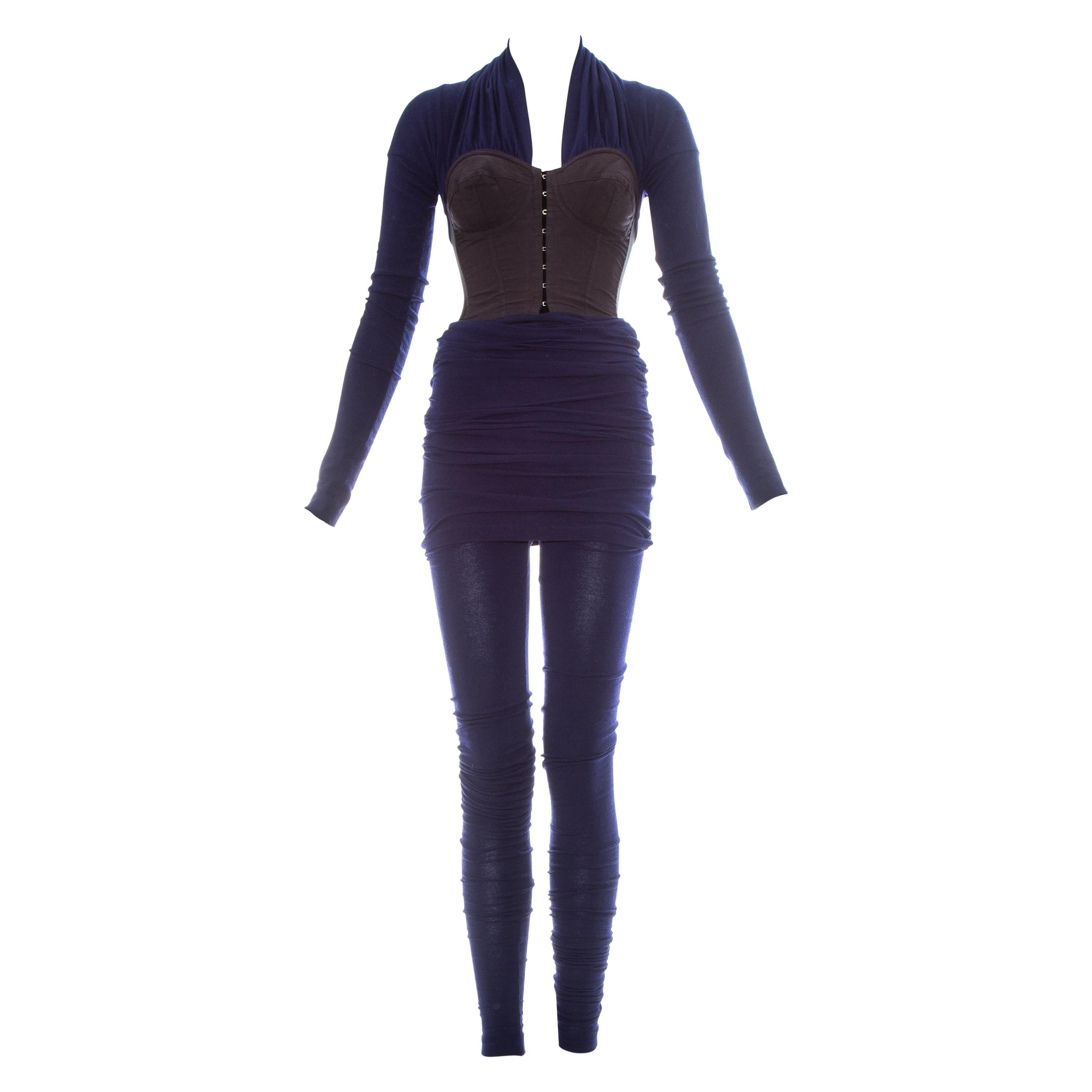 Dolce & Gabbana blue corset figure hugging jumpsuit, fw 1990