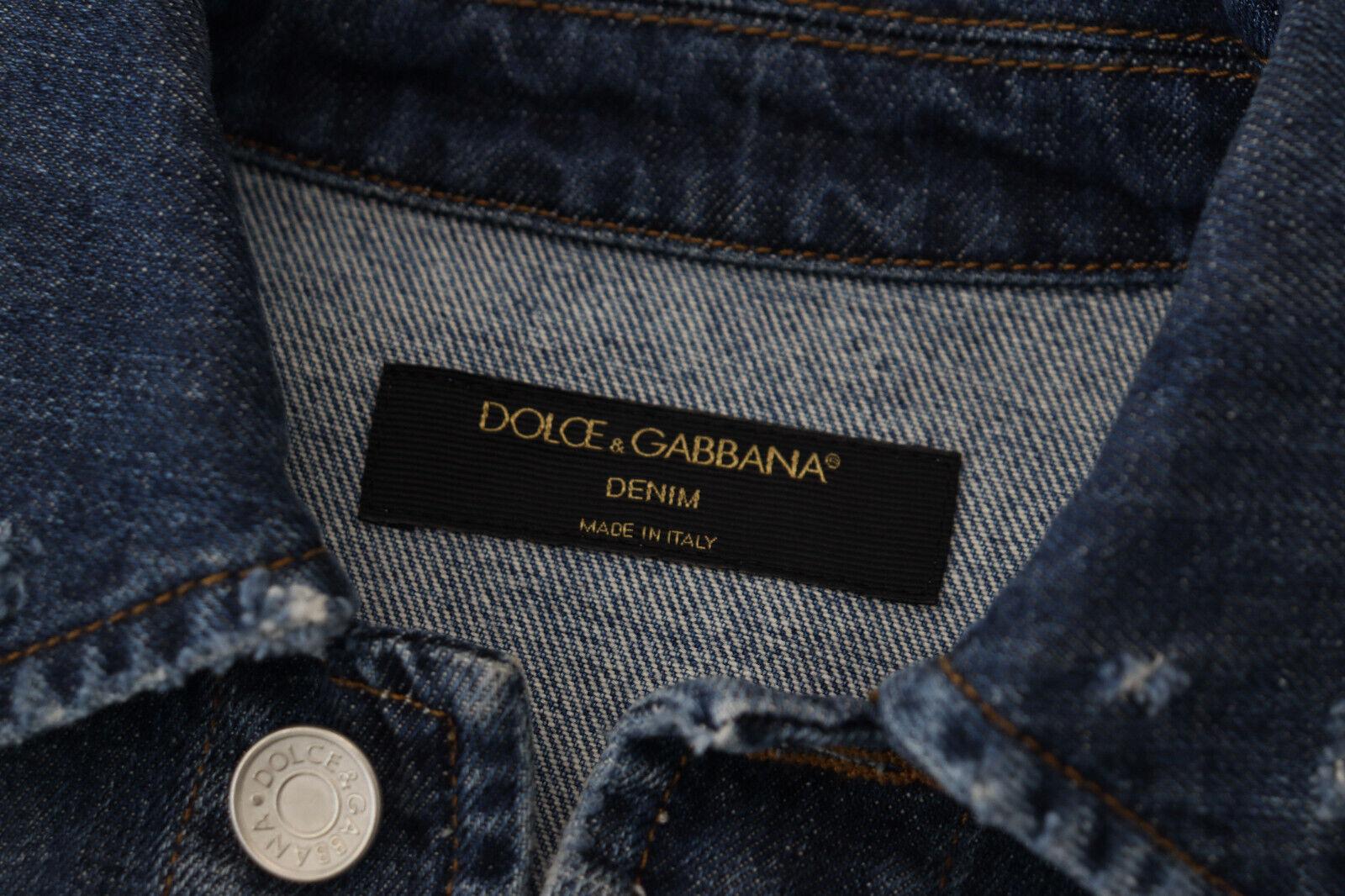 Dolce & Gabbana Blue Cotton Denim Jeans Short Jacket Blazer Blouson DG For Sale 4