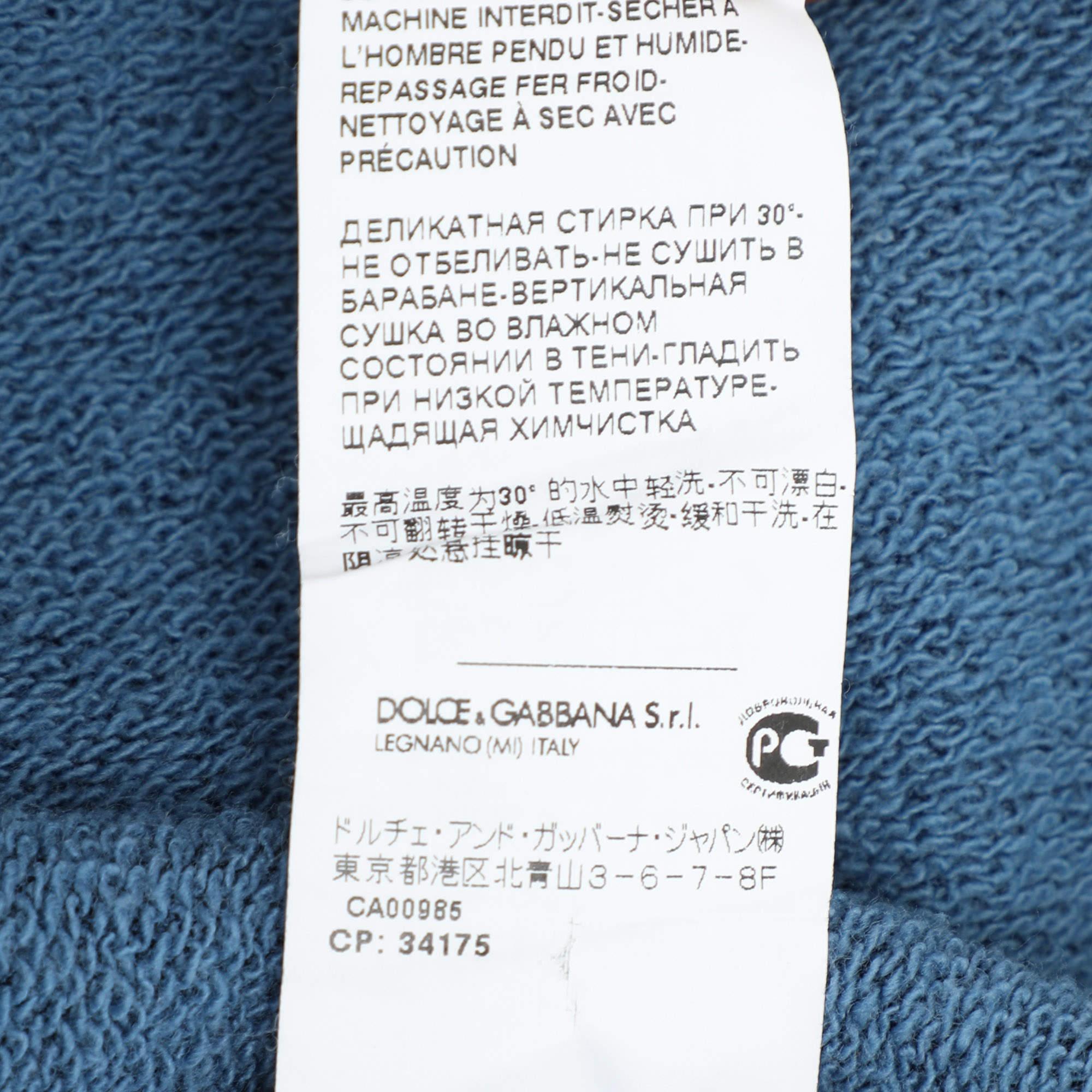 Men's Dolce & Gabbana Blue Cotton Knit Logo Hoodie XXL