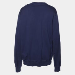 Dolce & Gabbana Blue Cotton Knit Logo Print Sweatshirt XXXL