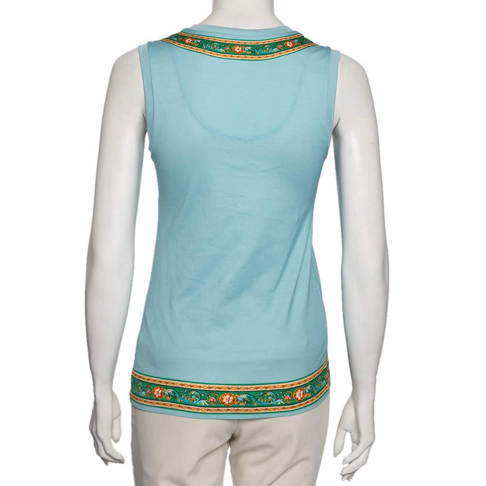Gray Dolce & Gabbana Blue Cotton La Cassata Siciliana Tank Top S