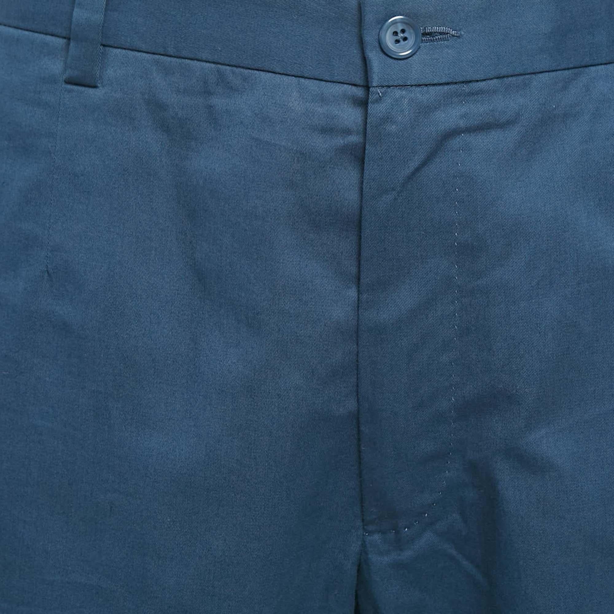 Dolce & Gabbana Blue Cotton Trousers XXXL In Good Condition For Sale In Dubai, Al Qouz 2