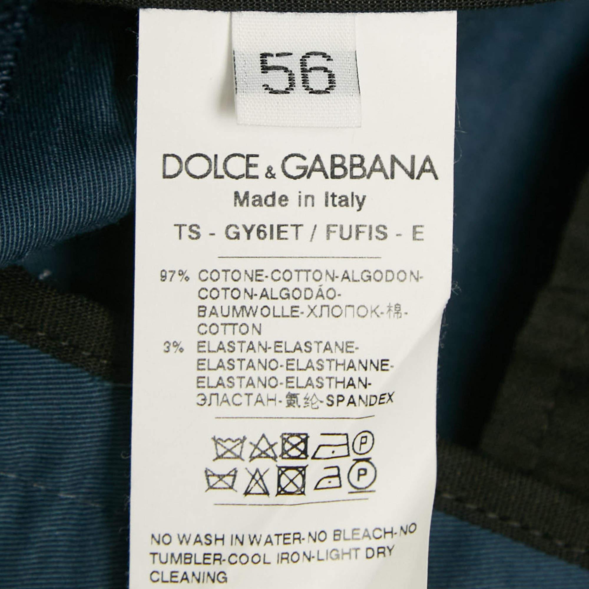 Dolce & Gabbana Blue Cotton Trousers XXXL For Sale 1