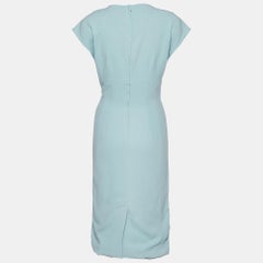 Dolce & Gabbana Blue Crepe V-Neck Shift Dress M