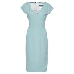 Dolce & Gabbana Blue Crepe V-Neck Shift Dress M