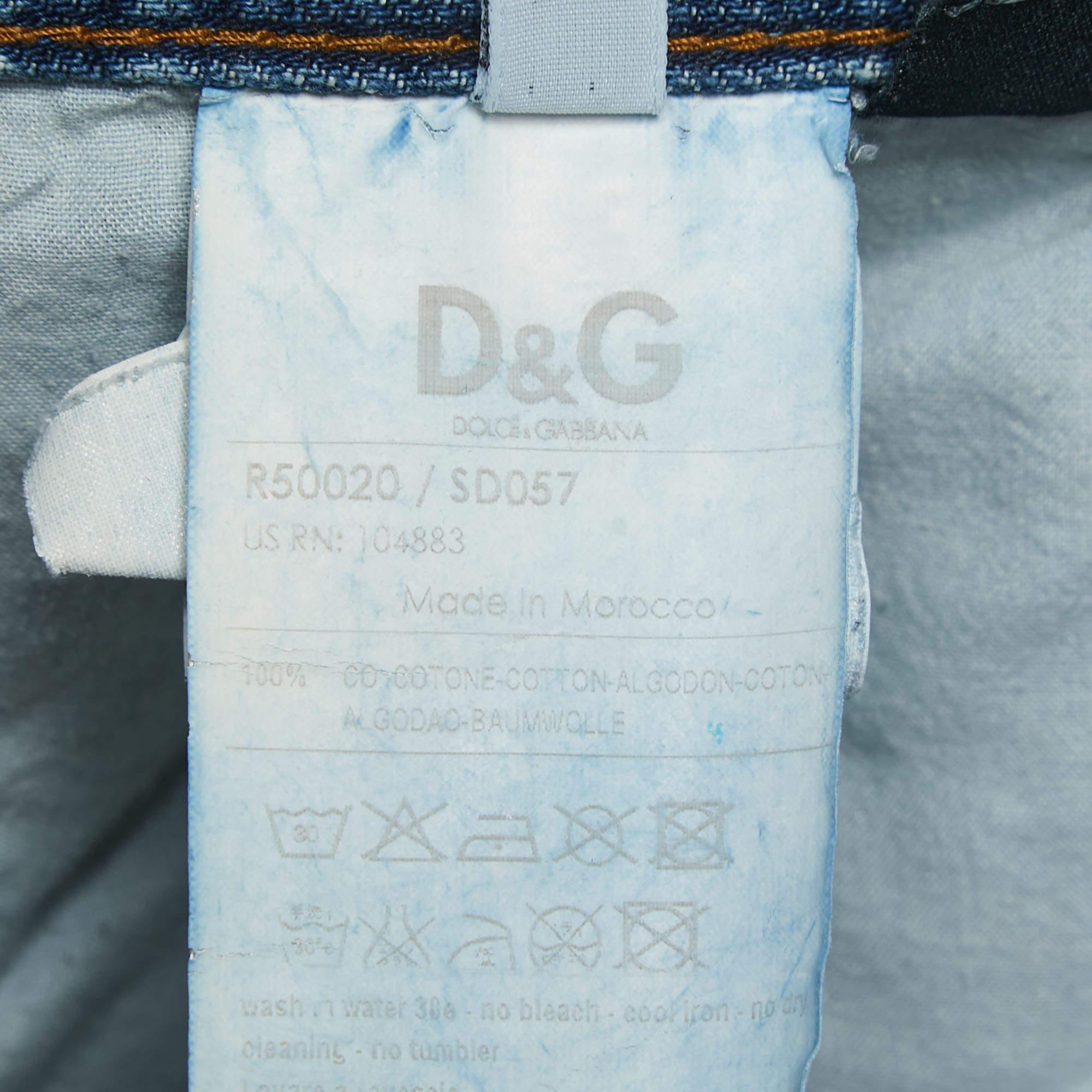 Dolce & Gabbana Blue Crinkled & Washed Denim Jeans 4XL Waist 39