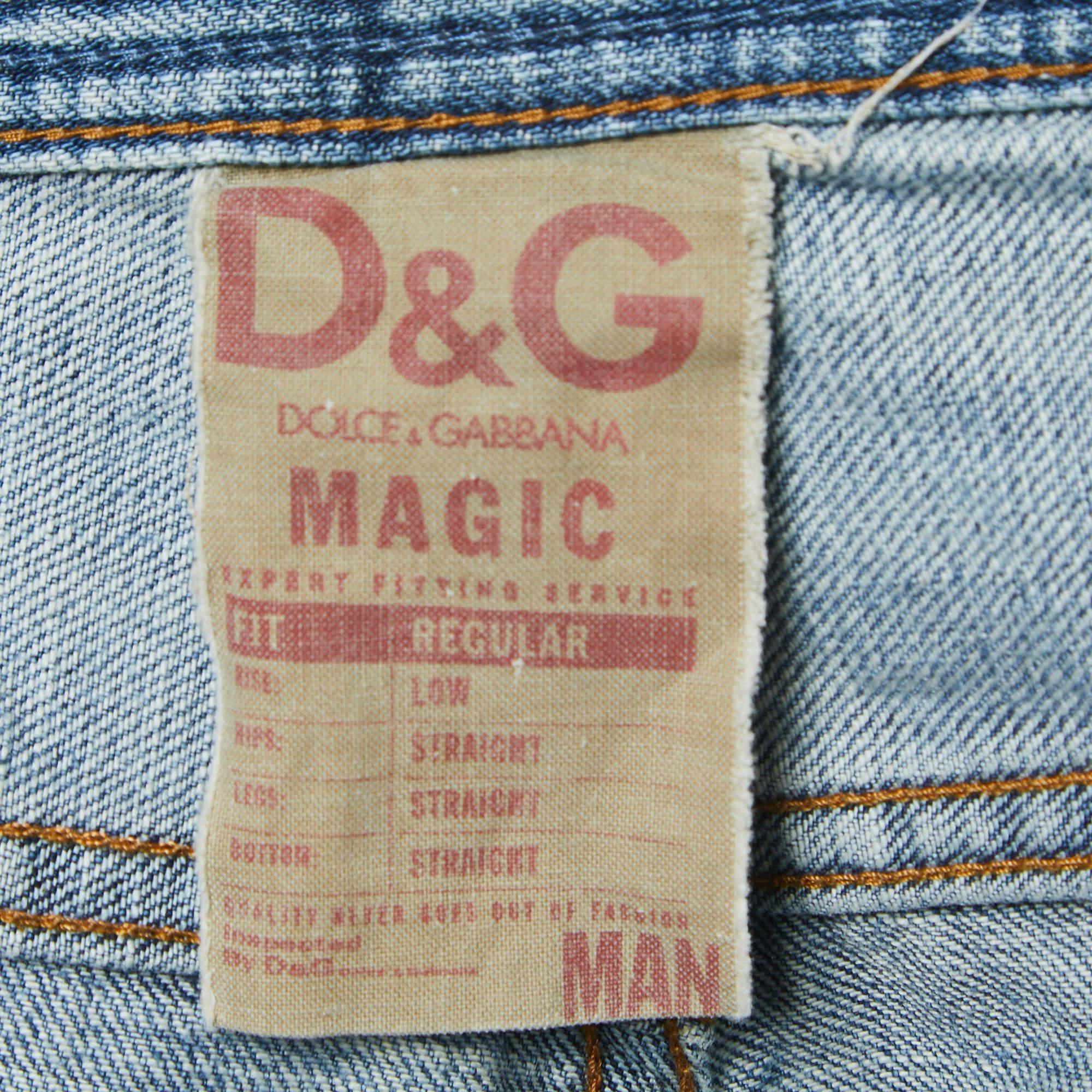 Dolce & Gabbana Blue Crinkled & Washed Denim Jeans 4XL Waist 39