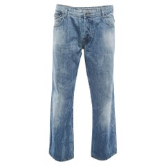 Used Dolce & Gabbana Blue Crinkled & Washed Denim Jeans 4XL Waist 39"