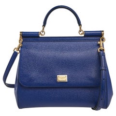 Dolce & Gabbana Blau Dauphine Leder Regular Miss Sicily Top Handle Bag