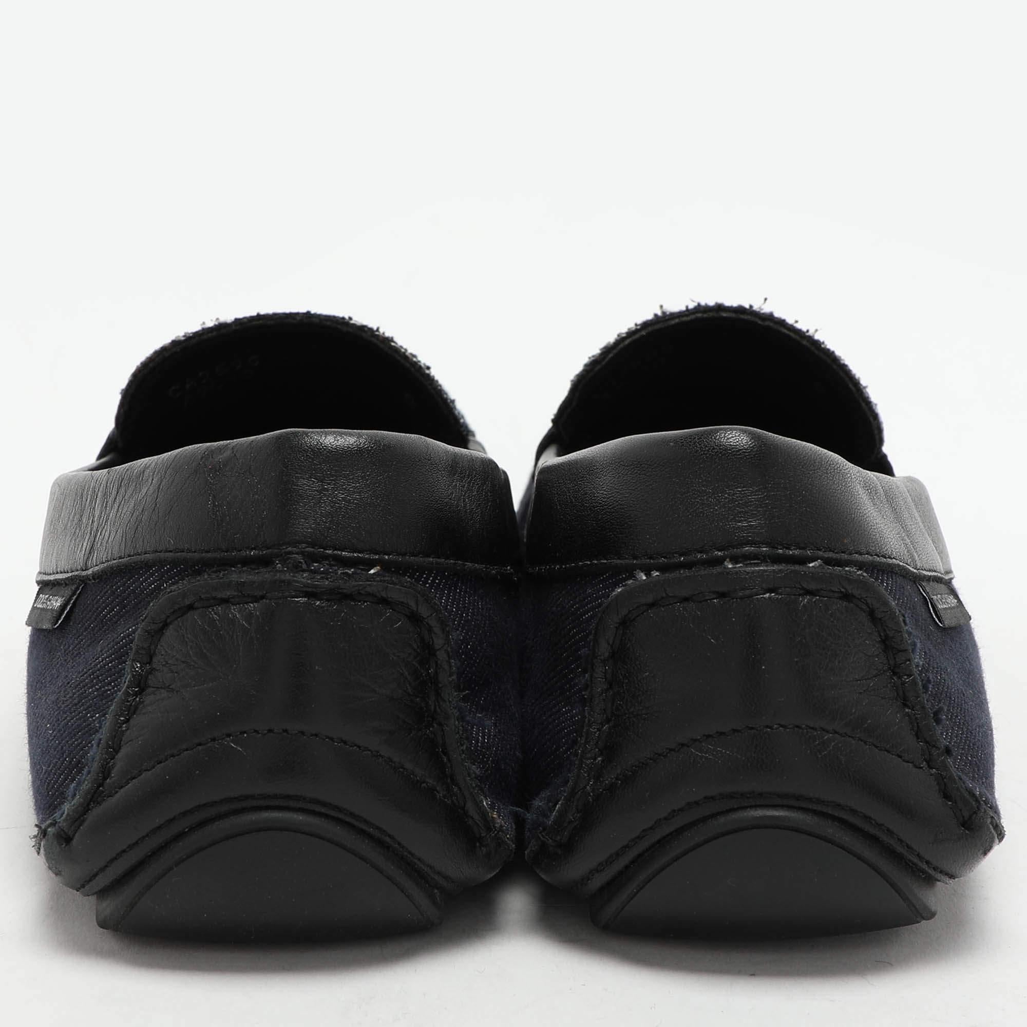 Men's Dolce & Gabbana Blue Denim and Leather Penny Loafers Size 42 For Sale