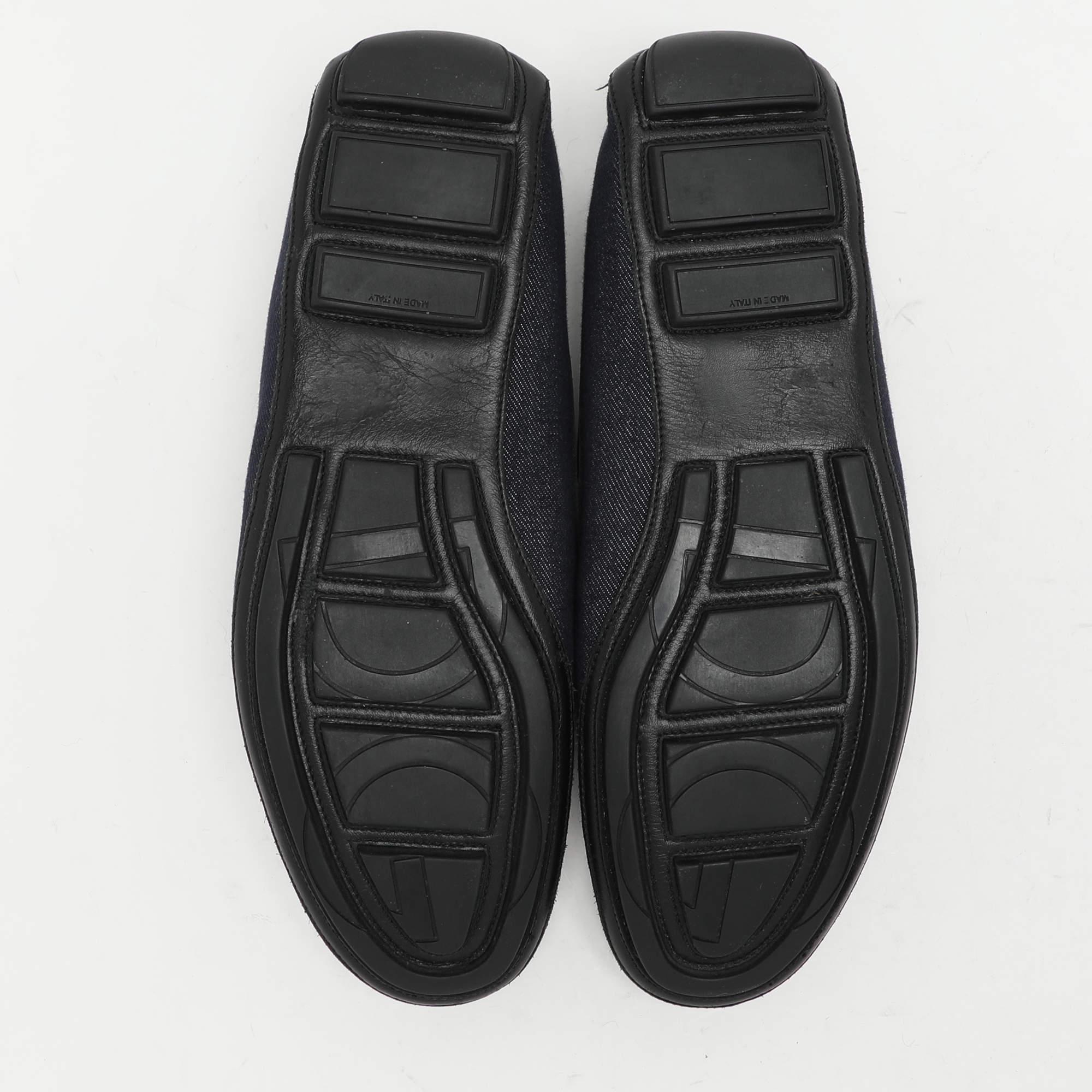 Dolce & Gabbana Blue Denim and Leather Penny Loafers Size 42 For Sale 1