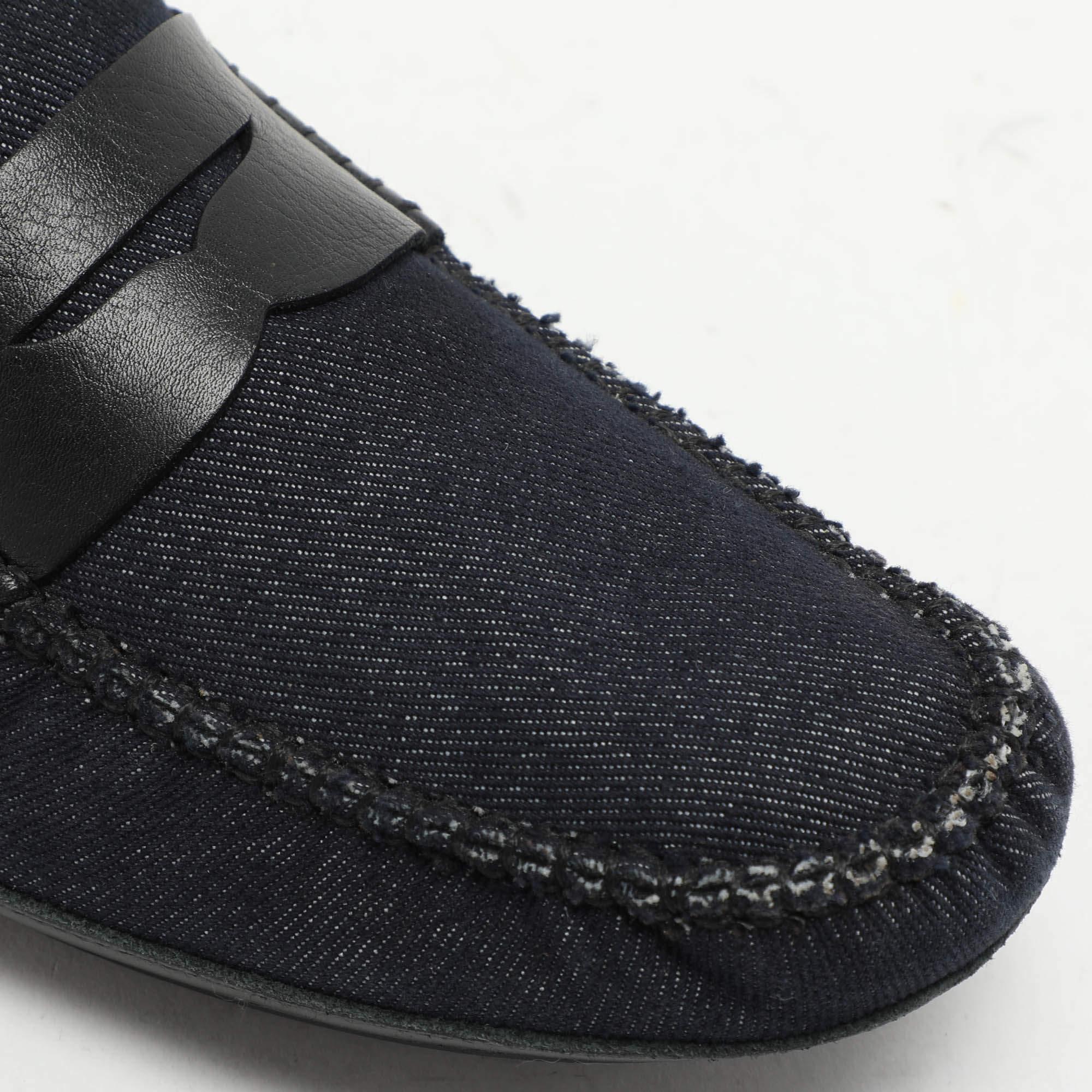 Dolce & Gabbana Blue Denim and Leather Penny Loafers Size 42 For Sale 2