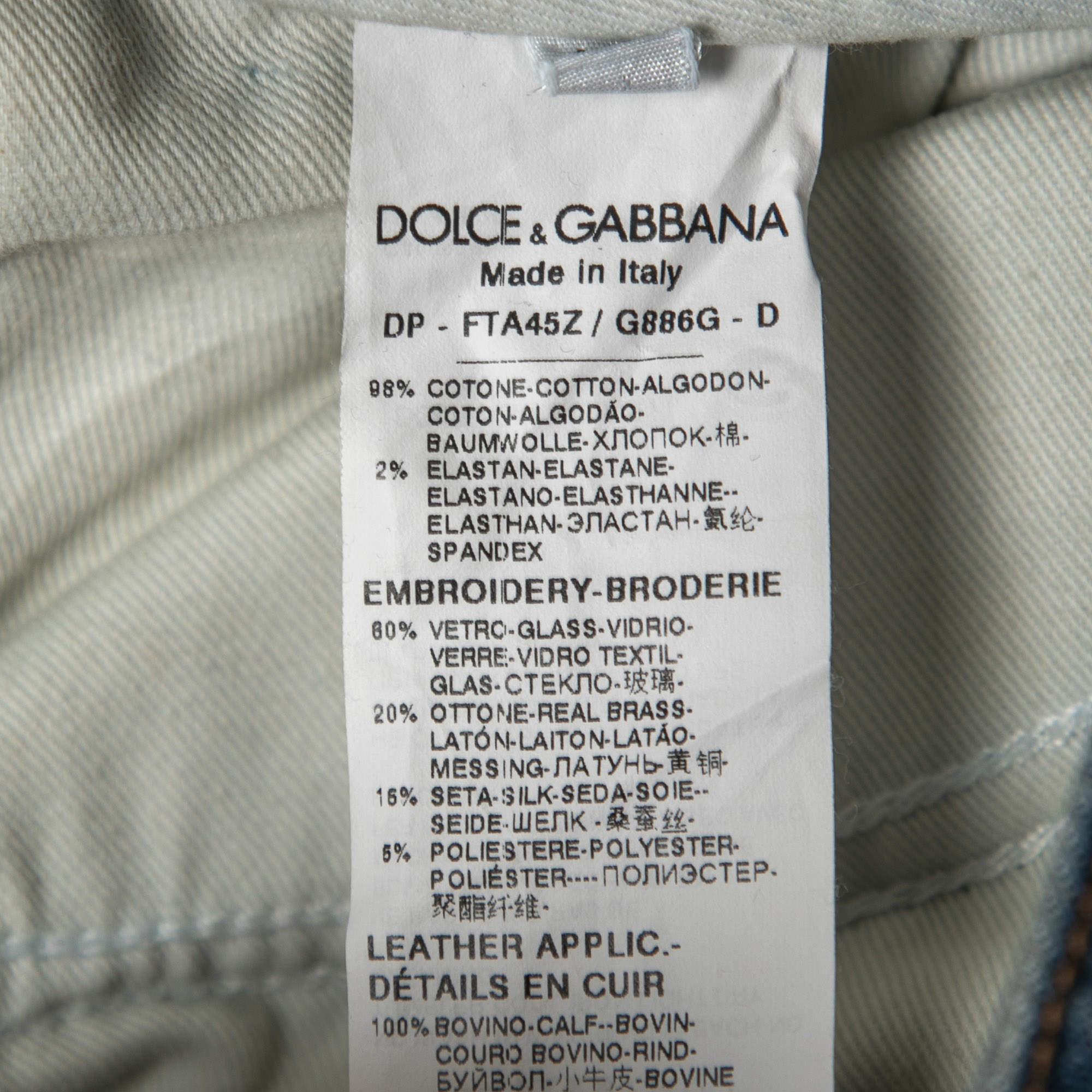 Black Dolce & Gabbana Blue Denim Cards Embellished Pretty Fit Jeans For Sale