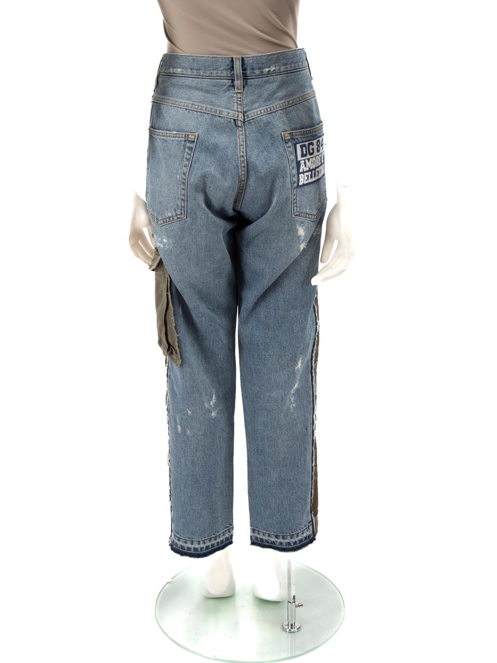 Gray Dolce & Gabbana Blue Denim Crop Distressed Jeans Size XXXL