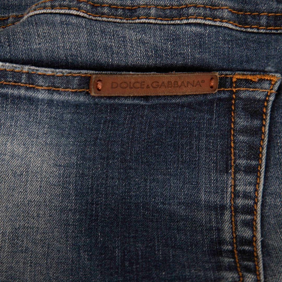 Gray Dolce & Gabbana Blue Denim Cropped Jeans Size XS For Sale