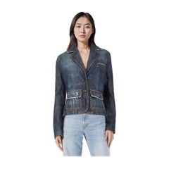 Dolce & Gabbana Blue Denim Distressed Jacket Size L