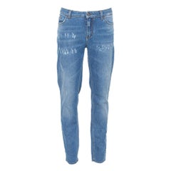 Dolce & Gabbana Blue Denim Faded Skinny Distressed Pretty Jeans L