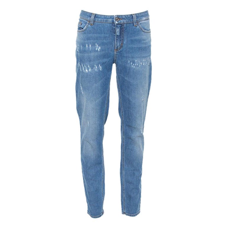 Dolce & Gabbana Blue Black Stripes Skinny Denim Jeans