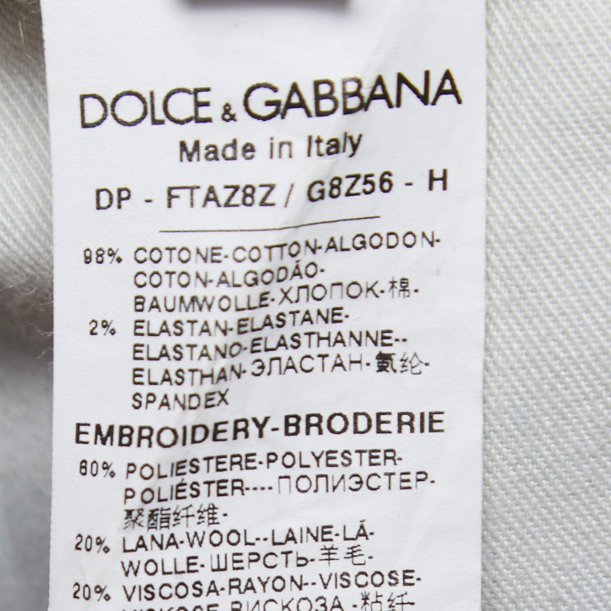Women's Dolce & Gabbana Blue Denim Flared Embroidered Jeans S Waist 27