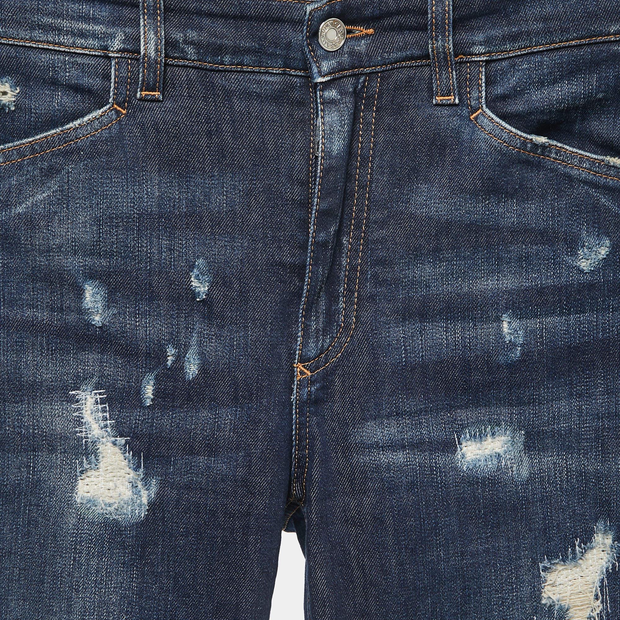 Dolce & Gabbana Blue Denim Flared Embroidered Jeans S Waist 27