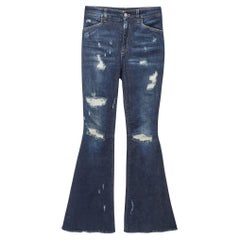 Dolce & Gabbana Blaue ausgestellte, bestickte Denim-Jeans mit S-Taille 27"