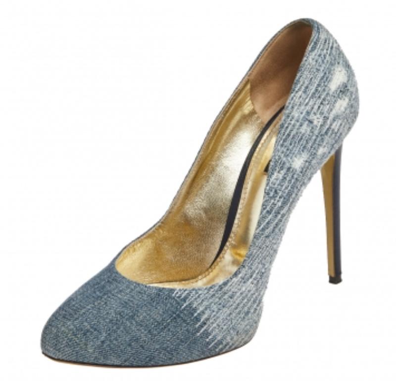 Dolce & Gabbana Plataforma vaquera azul Bombas de punta redonda Talla 40 en venta 1
