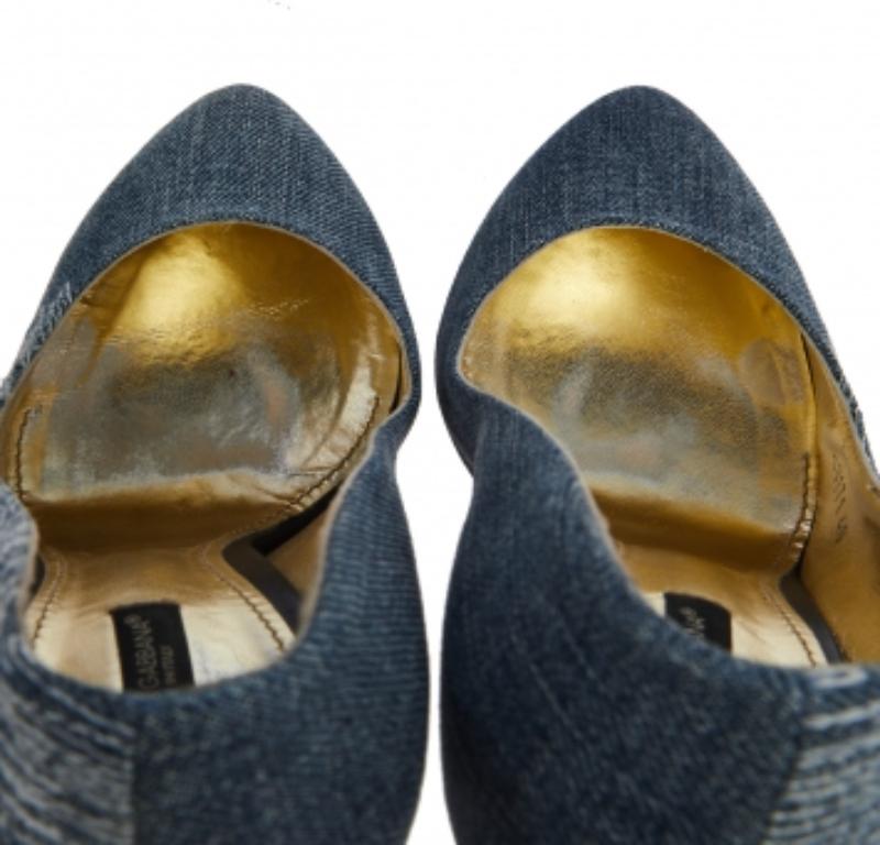 Dolce & Gabbana Plataforma vaquera azul Bombas de punta redonda Talla 40 en venta 3