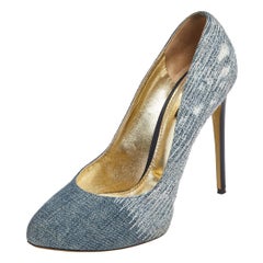 Dolce & Gabbana Blue Denim Platform Round Toe Pumps Size 40
