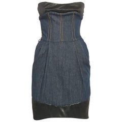 Dolce & Gabbana Blue Denim Strapless Mini Dress S