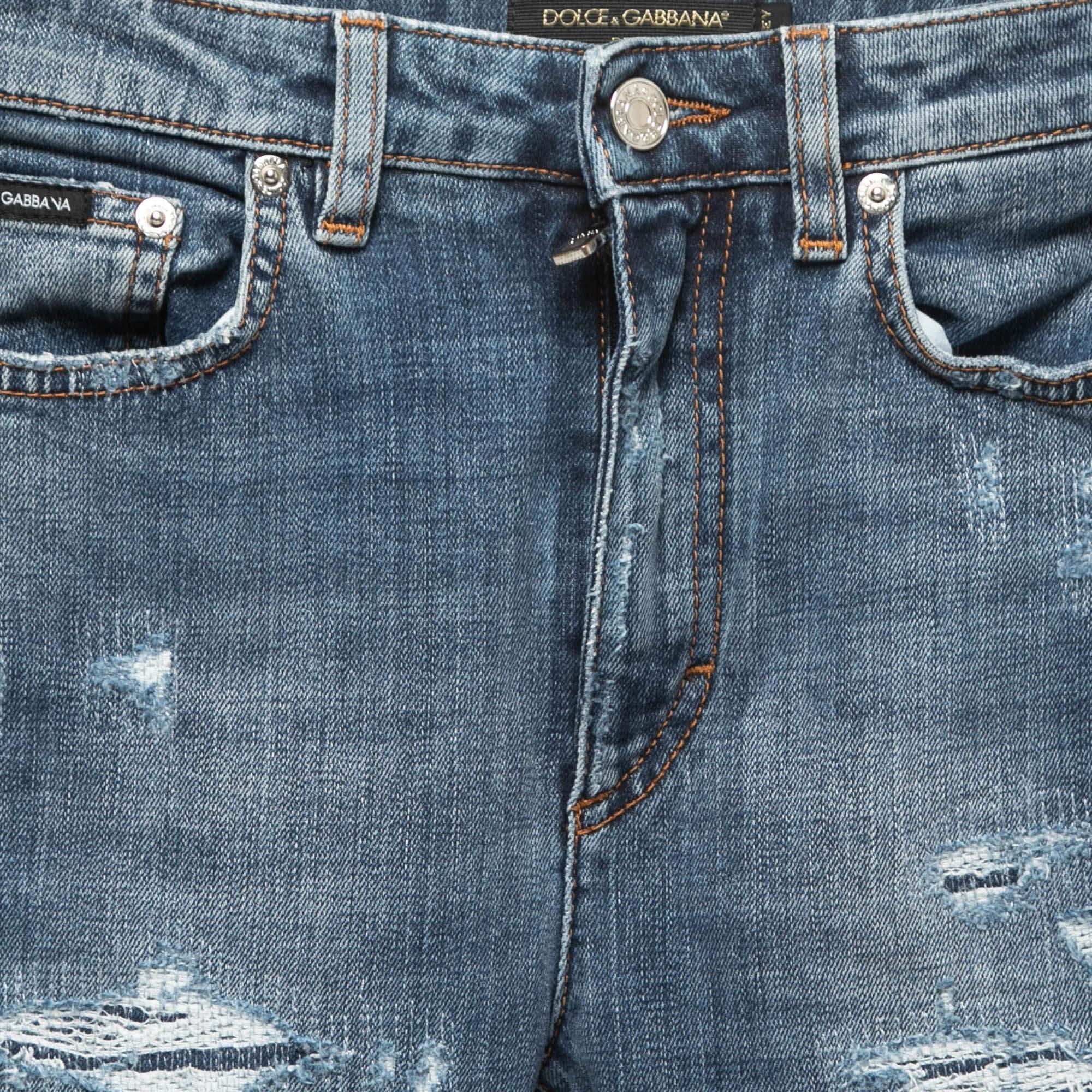 Dolce & Gabbana Blue Distressed Denim Audrey Skinny Jeans XS Waist 24