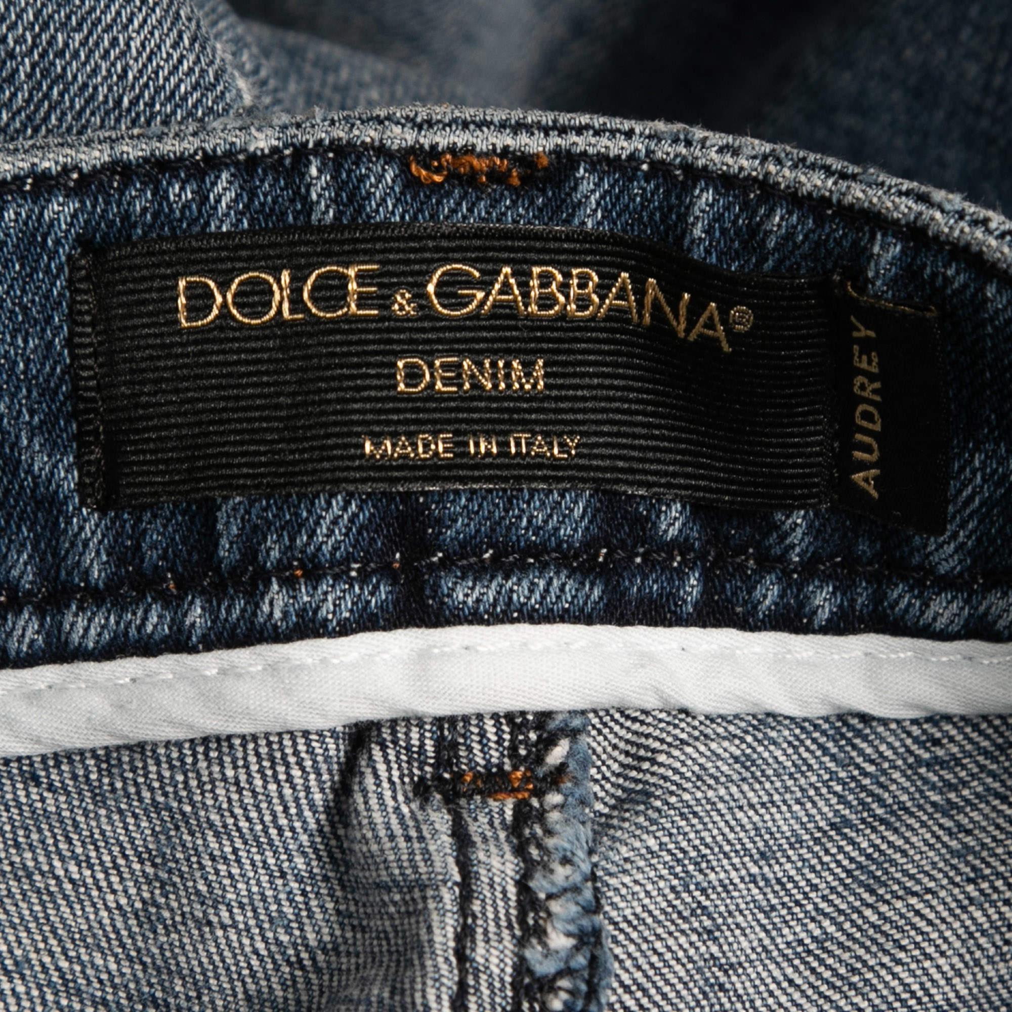 Women's Dolce & Gabbana Blue Distressed Denim Audrey Skinny Jeans XS Waist 24