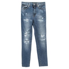Dolce & Gabbana Blau Distressed Denim Audrey Skinny Jeans XS Taille 24" aus Denim im Used-Look