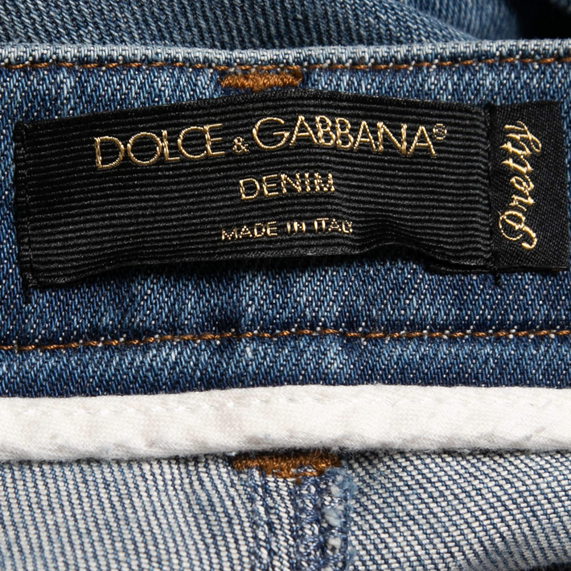 Women's Dolce & Gabbana Blue Distressed Denim Pretty Skinny Jeans XS Waist 26