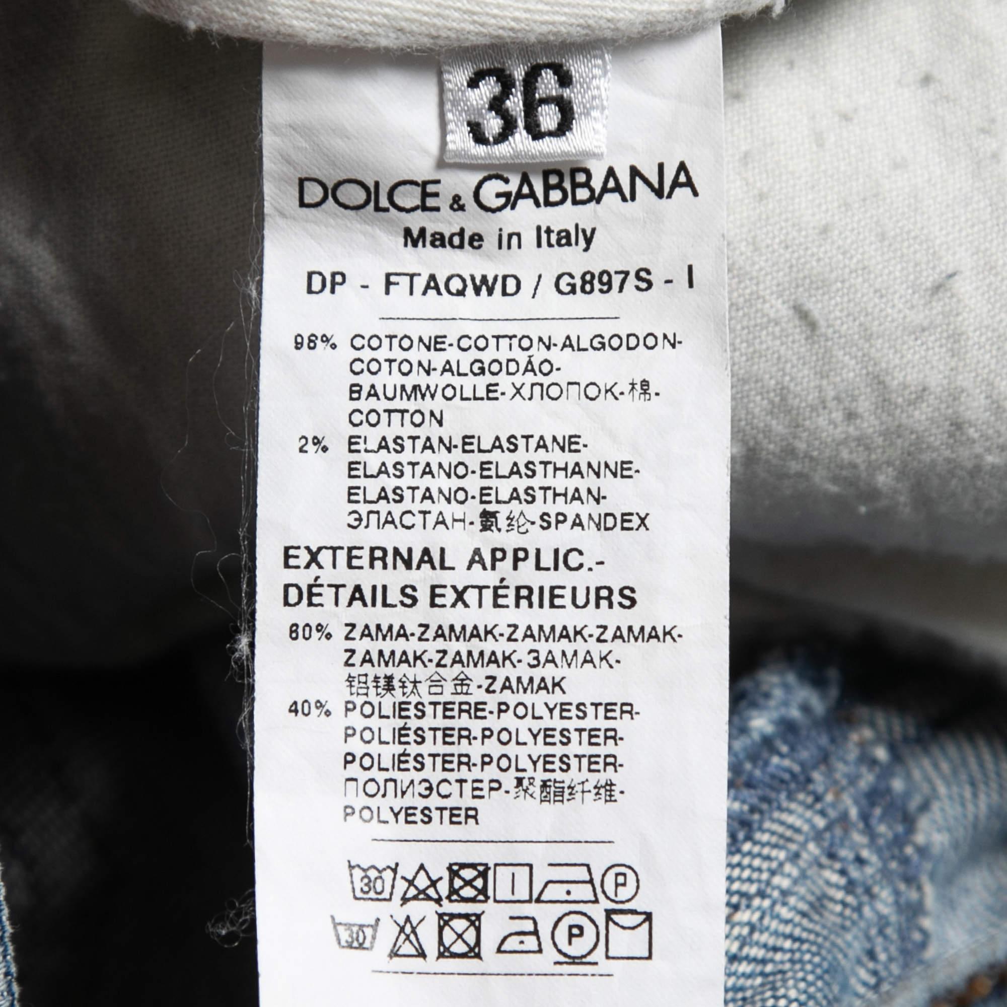 Dolce & Gabbana Blue Distressed Denim Pretty Skinny Jeans XS Waist 26
