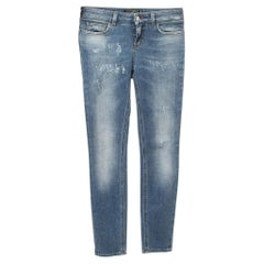 Dolce & Gabbana Blaue Distressed Denim Pretty Skinny Jeans XS Taille 26" aus Denim im Used-Look