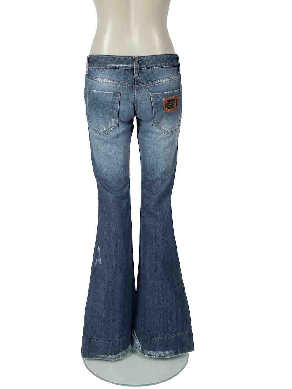 Dolce & Gabbana Blue Distressed Flared Jeans Size XS In Excellent Condition For Sale In London, GB