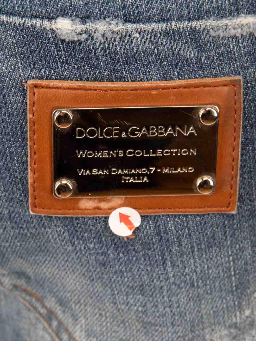 Women's Dolce & Gabbana Blue Distressed Flared Jeans Size XS For Sale