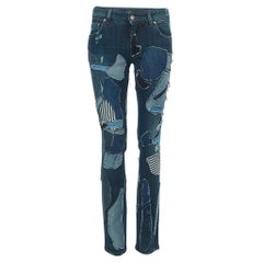 Dolce & Gabbana Blaue Distressed Patched Denim Skinny Jeans aus Denim im Used-Look S