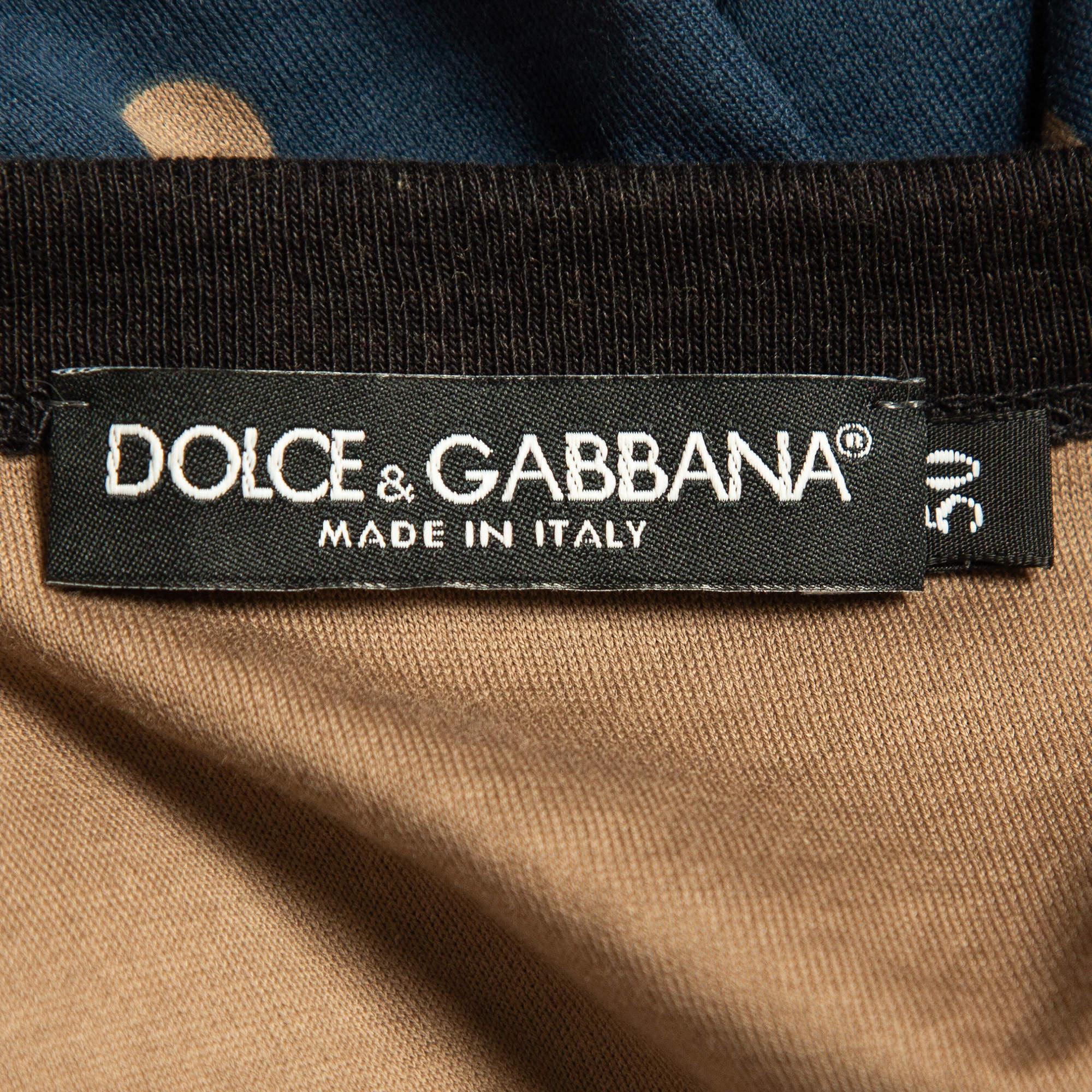 Dolce & Gabbana Blue Dotted Cotton Half Sleeve T-Shirt L In Excellent Condition For Sale In Dubai, Al Qouz 2