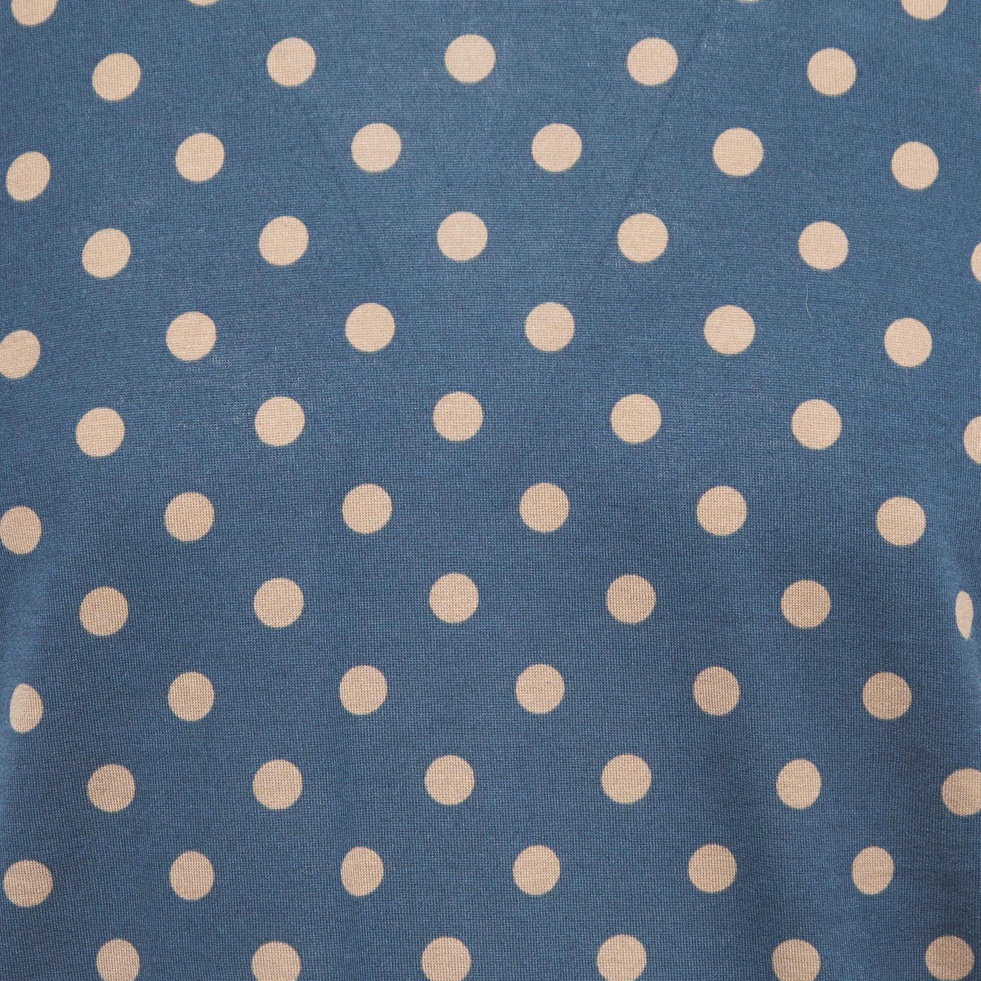 Men's Dolce & Gabbana Blue Dotted Cotton Half Sleeve T-Shirt L For Sale