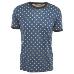 Dolce 
Gabbana Blau gepunktetes halbärmeliges T-Shirt aus Baumwolle L