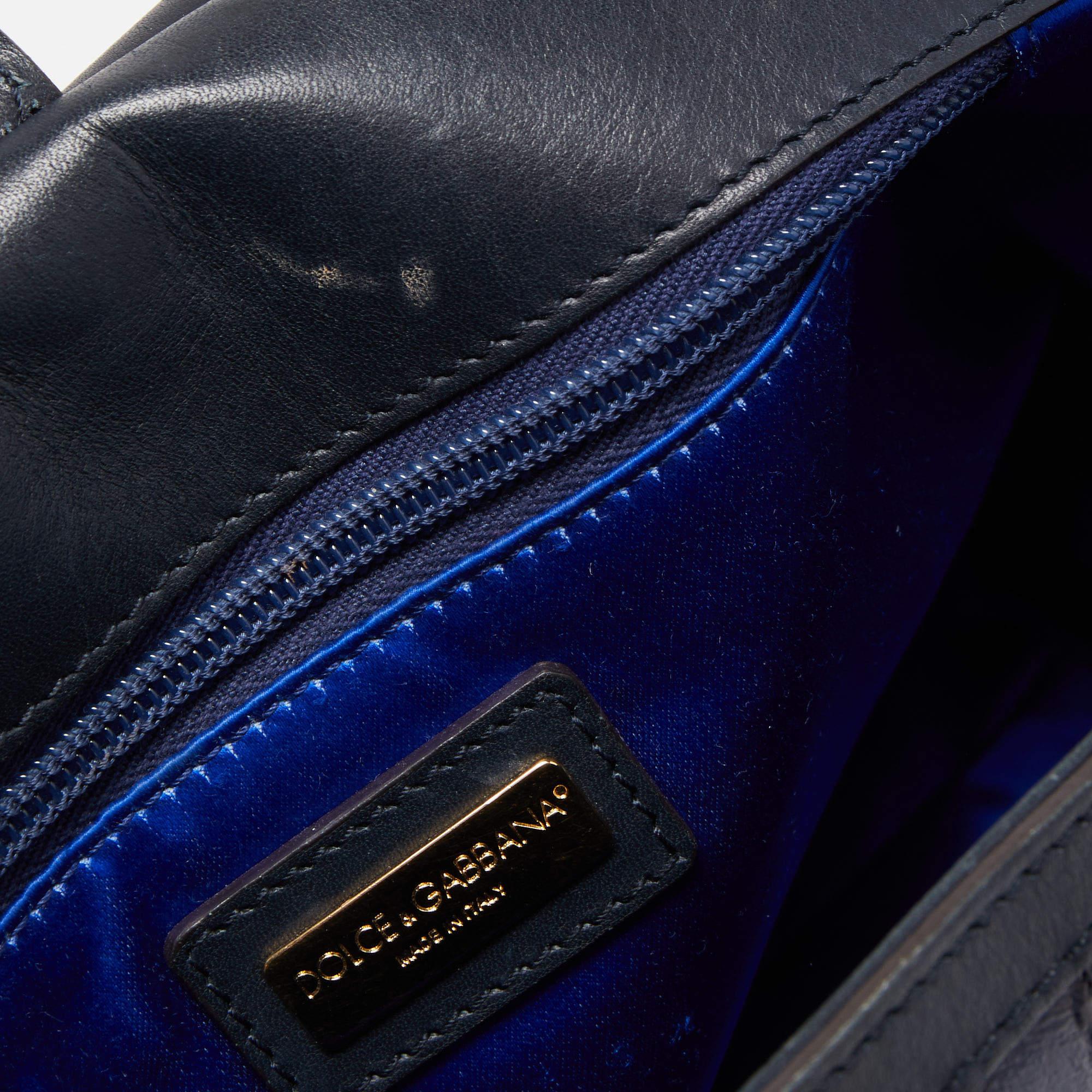 Dolce & Gabbana Blue Eel Leather Large Miss Sicily Bag 1