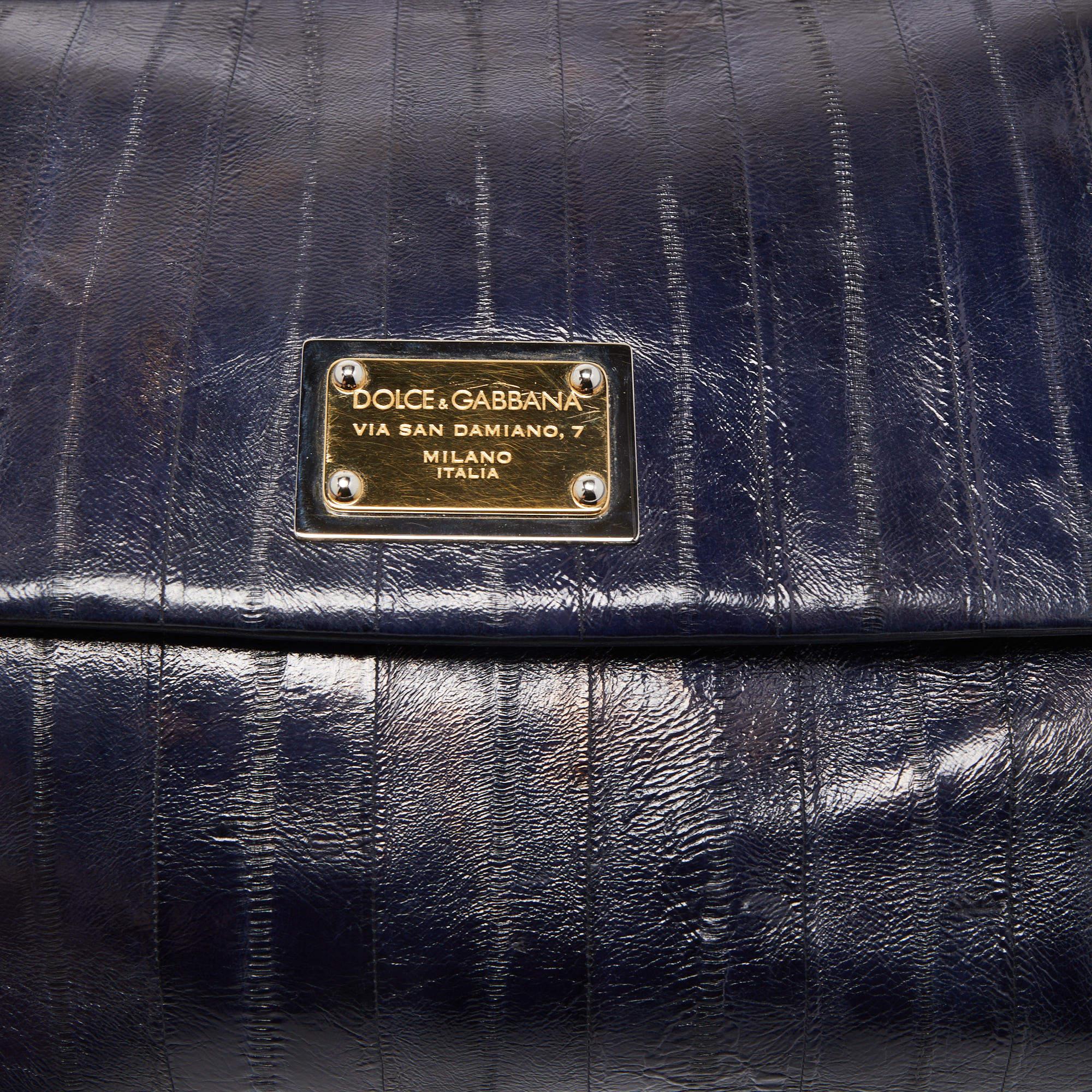 Dolce & Gabbana Blue Eel Leather Large Miss Sicily Bag 4