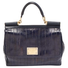 Dolce & Gabbana Blue Eel Leather Large Miss Sicily Bag