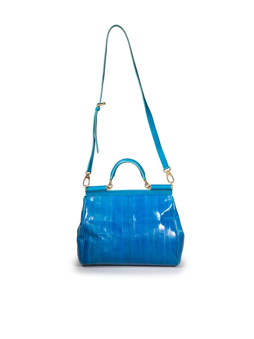 Dolce & Gabbana Blue Eel Leather Miss Sicily Bag In Good Condition For Sale In London, GB