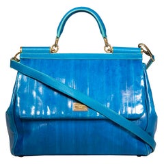 Dolce & Gabbana Borsa Miss Sicily in pelle di anguilla blu