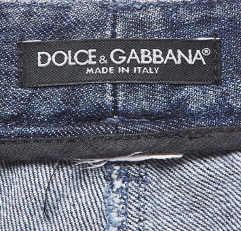 Dolce & Gabbana Blau Verblasste Denim verschönerte Distressed Jeans M Taille 32
