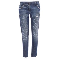 Dolce & Gabbana Vaqueros desgastados con adornos en denim azul M Cintura 32
